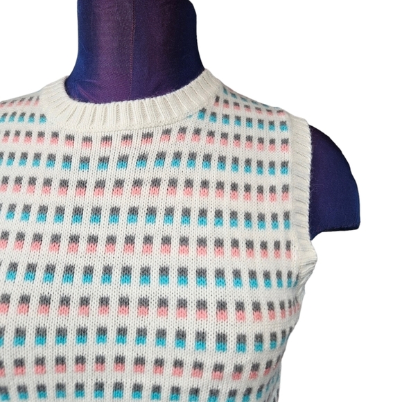 Vintage Suburban Petites Pastel Pink & Blue Sweater Vest Size Small Women's Q5 - Picture 2 of 9